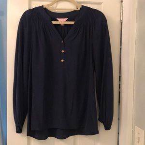 Lily Pulitzer Elsa Top- navy blue